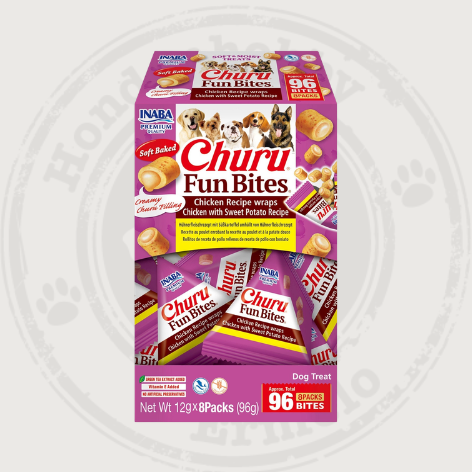CHURU FUN BITES KIP & ZOETE AARDAPPELS WRAPS 12GR X 8 PAKJES (96 SNACKS)